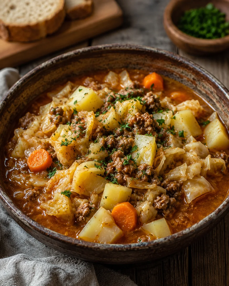 Bauerneintopf mit Hackfleisch und Kohl
