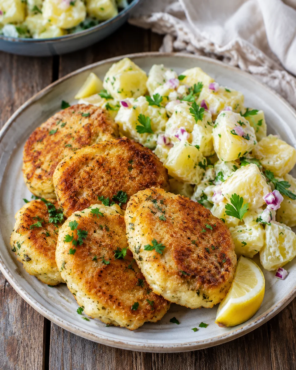 Fischfrikadellen mit Kartoffelsalat