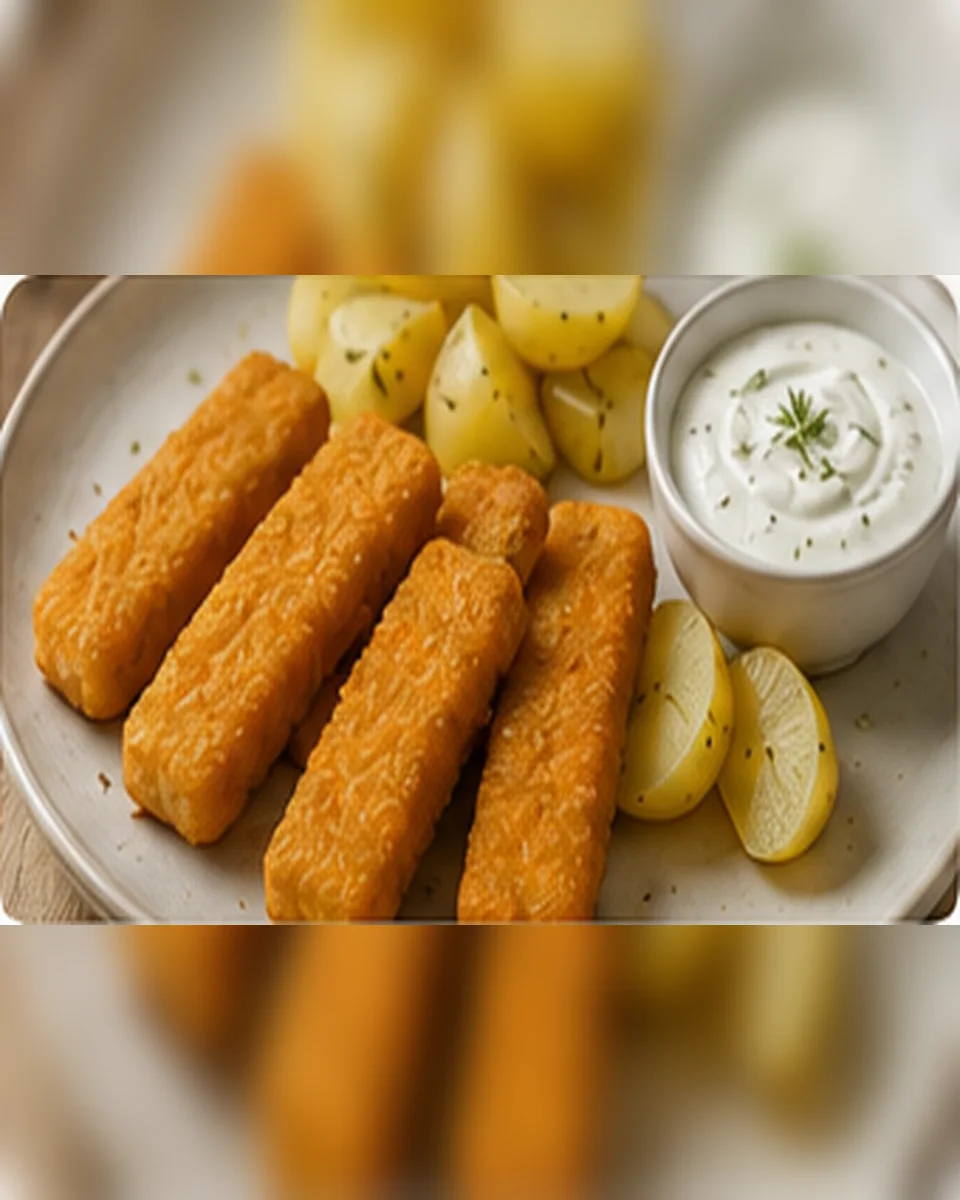 Fischstäbchen mit Kartoffeln und Remoulade