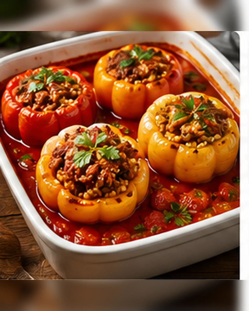 Gefüllte Paprika mit Hack-Reis-Füllung