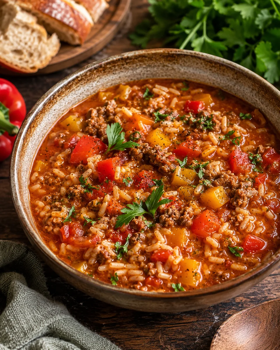 Paprika-Reis-Eintopf mit Hack
