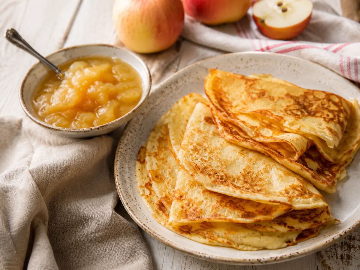 Pfannkuchen mit Apfelmus