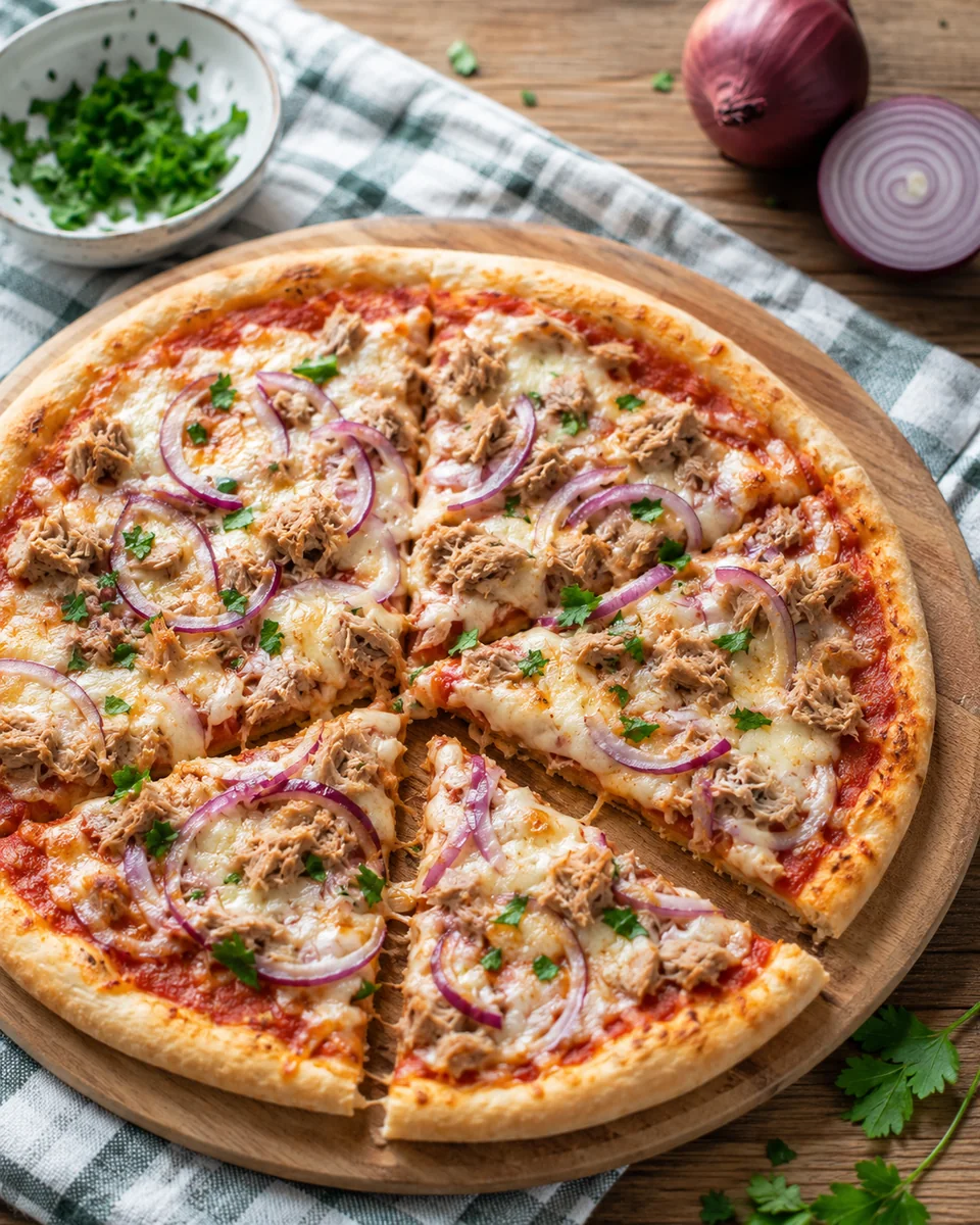 Thunfisch-Pizza mit Zwiebeln