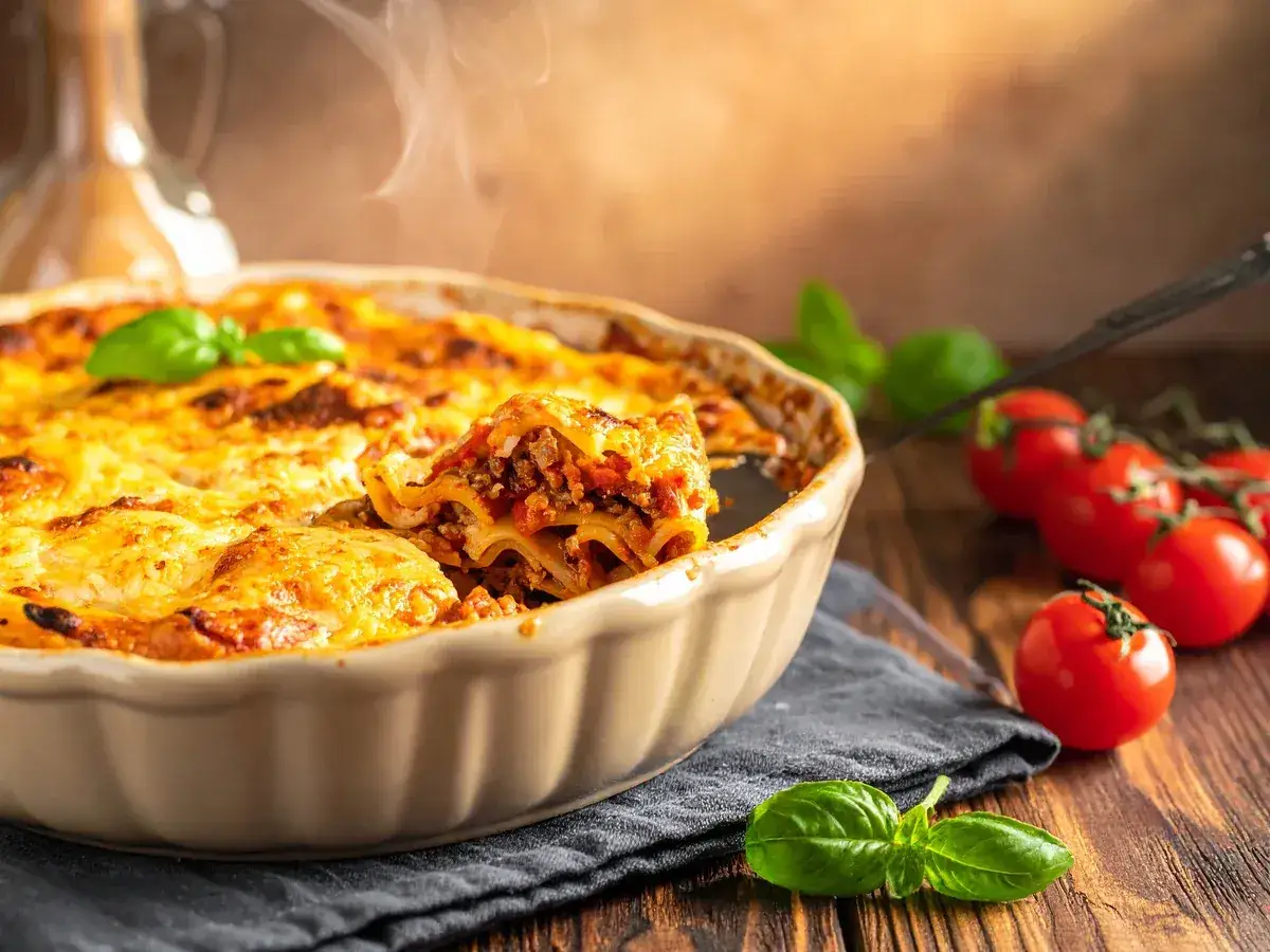 Nudelauflauf mit Hackfleisch und Tomatensauce