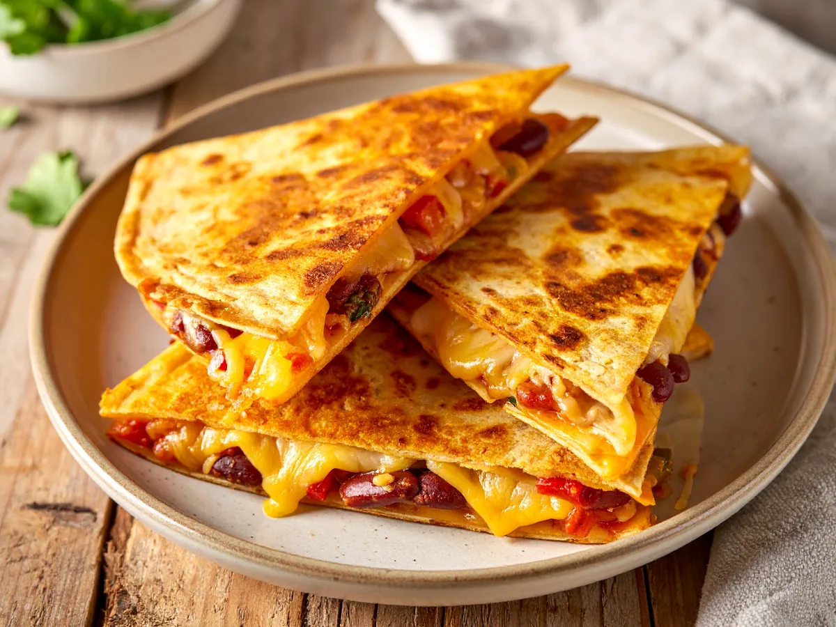Quesadillas mit Käse und Bohnen