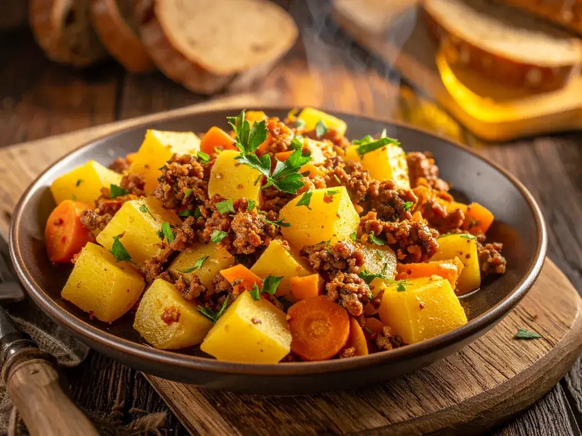 Kohlrabi-Eintopf mit Hackfleisch
