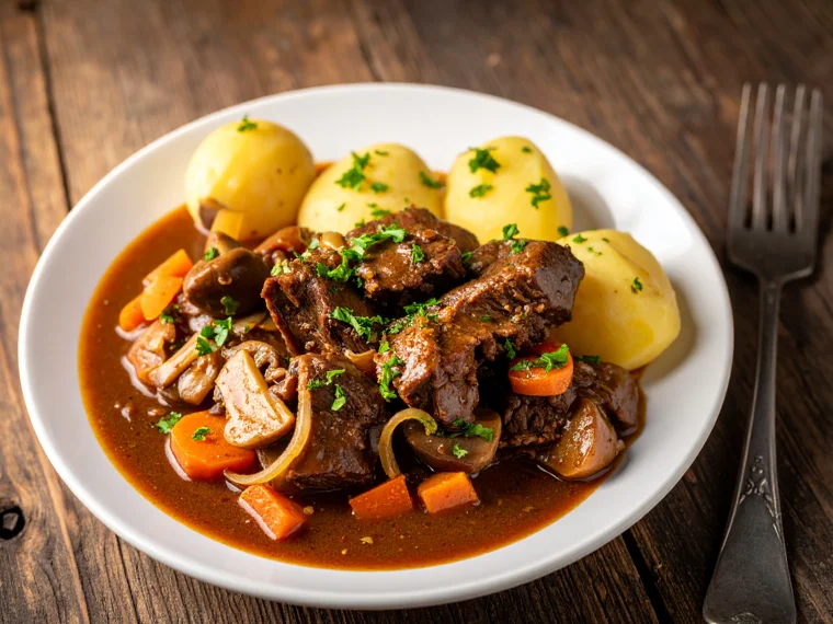 Boeuf Bourguignon mit Kartoffeln