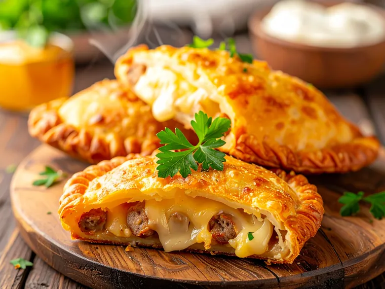 Kartoffeltaschen mit Wurst und Käse