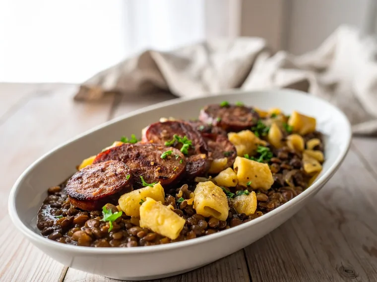 Linsen mit Spätzle
